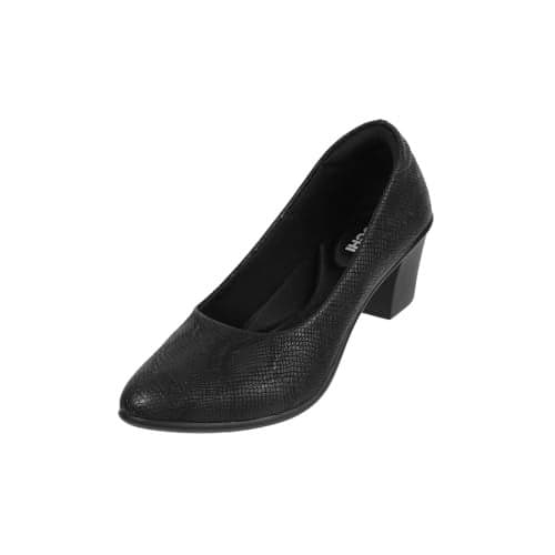 Mochi Women Black Synthetic Leather Block Heel Pump/Formal Shoes UK/7 EU/40 (31-342)
