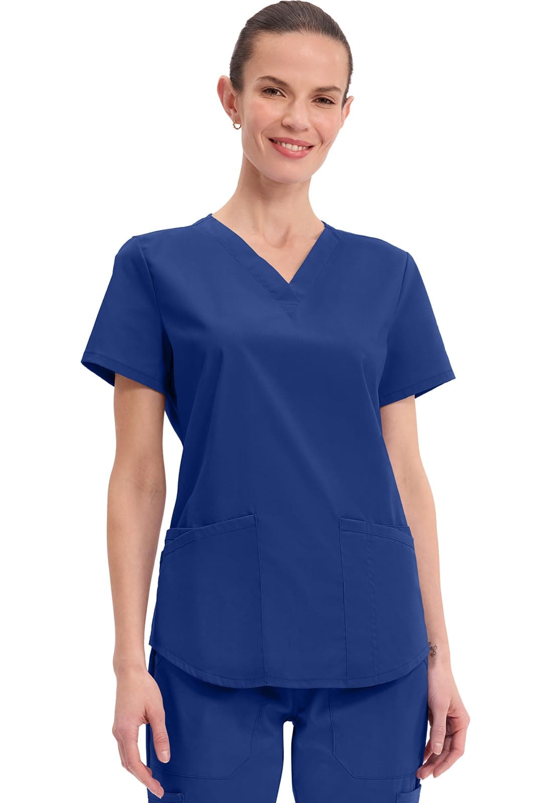 CHEROKEE Workwear Professionals Women Scrubs Top V-Neck WW665, L, Galaxy Blue