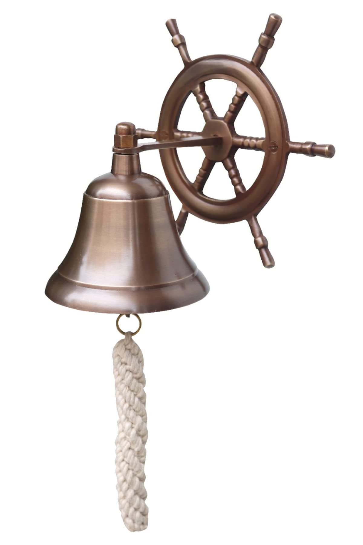 The Metal Magician Steering Wheel Wall Mounted Solid Brass Bell for Dinner Indoor Outdoor School Bar Reception Church 4 Inch