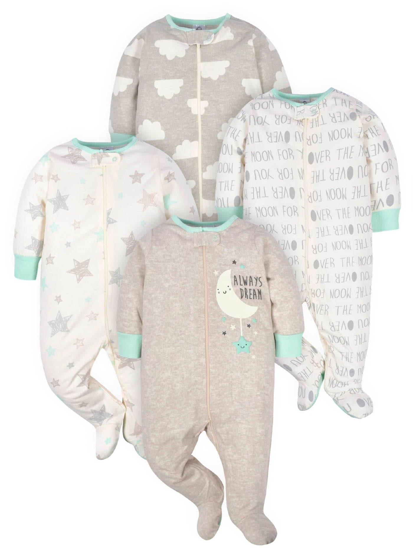 Gerber Unisex Baby 4 Pack Sleep N Play Footie Elephants 03 Months