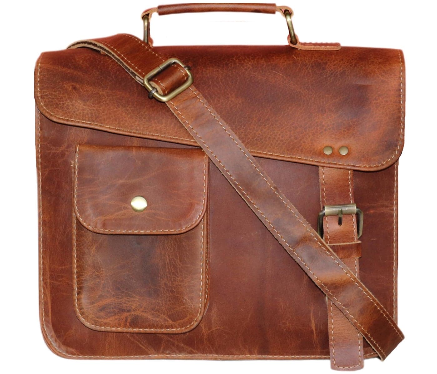 11" small Leather messenger bag shoulder bag cross body vintage messenger bag for women & men satchel man purse competible with Ipad and tablet