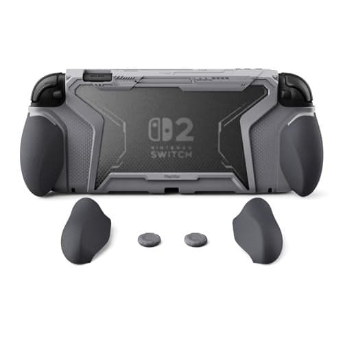 PlayVital for Switch 2 BeyondGrip Dockable Case Interchangeable FPSOmni Ergonomic Grips MilitaryGrade Drop Protective Cover 2 Joystick Caps for Nintendo Switch 2 New Hope Gray
