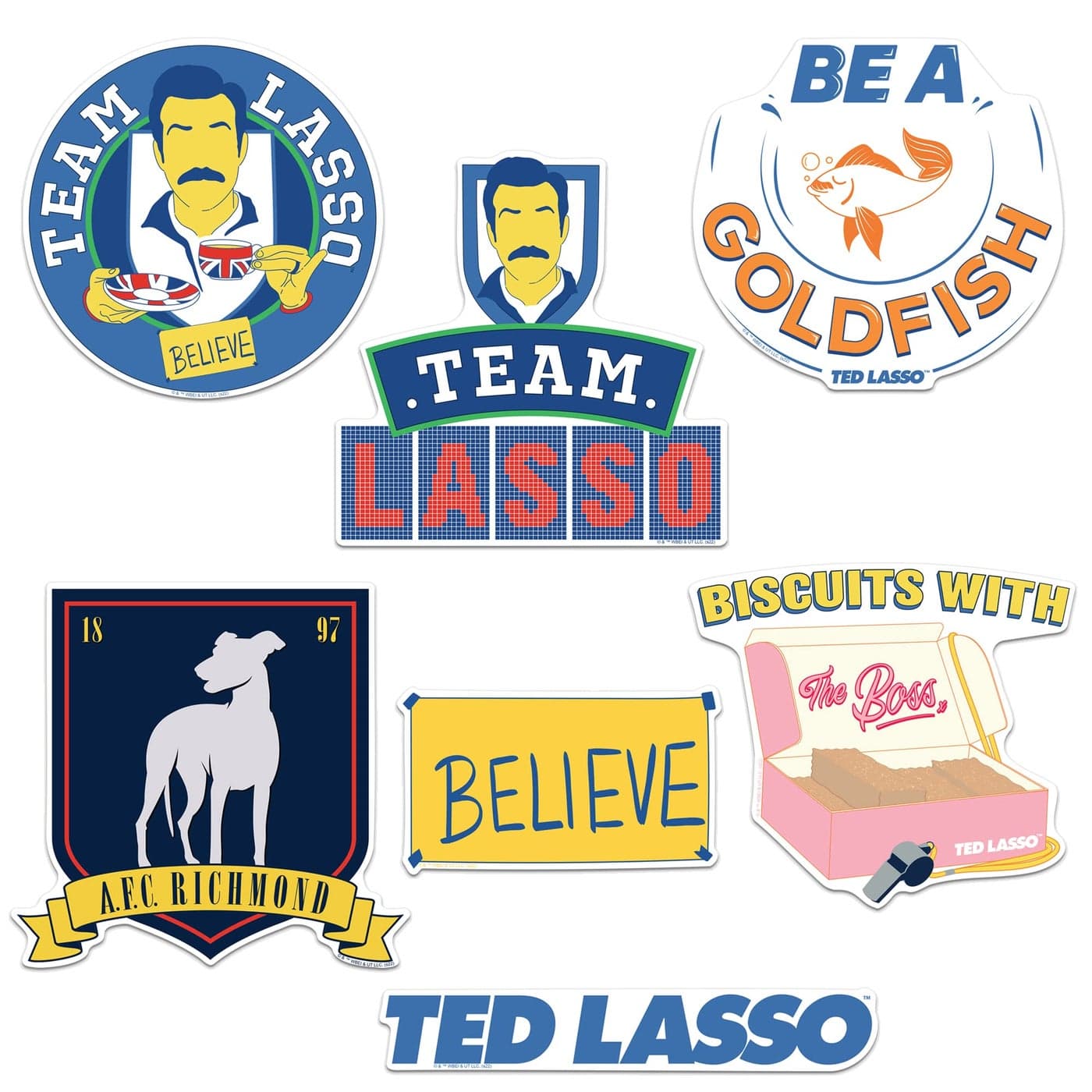 TED Lasso Large Sticker Pack Die Cut Vinyl Large Deluxe Stickers Variety Pack Laptop Water Bottle Scrapbooking Tablet Skateboard IndoorOutdoor