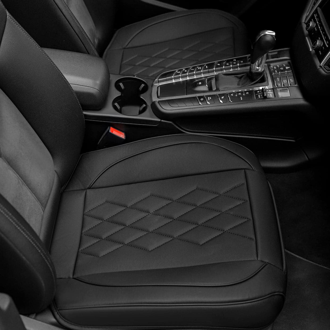 JOJOBAY 2pack Leather Car Seat CoverBottom Seat Covers for CarsFront Seat ProtectorFit for 95 of Vehicles PaddedAntiSlipPremium Leather2 PCSBlack