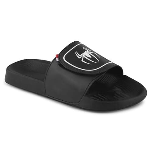 PERY-PAO Sliders Mens Black Stylish Printed Flip Flop & Slippers, 10 UK