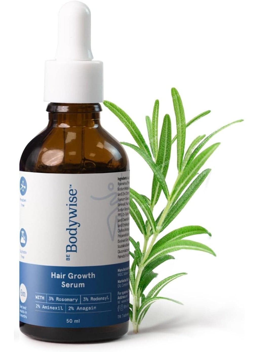 Rosemary Hair Serum | With 3% Redensyl, 2% Aminexil, & 2% Anagain | For Thicker & Stronger Hair | Prevents Hair Fall & Stimulates Hair Follicles | For All Hair Types | 50ml