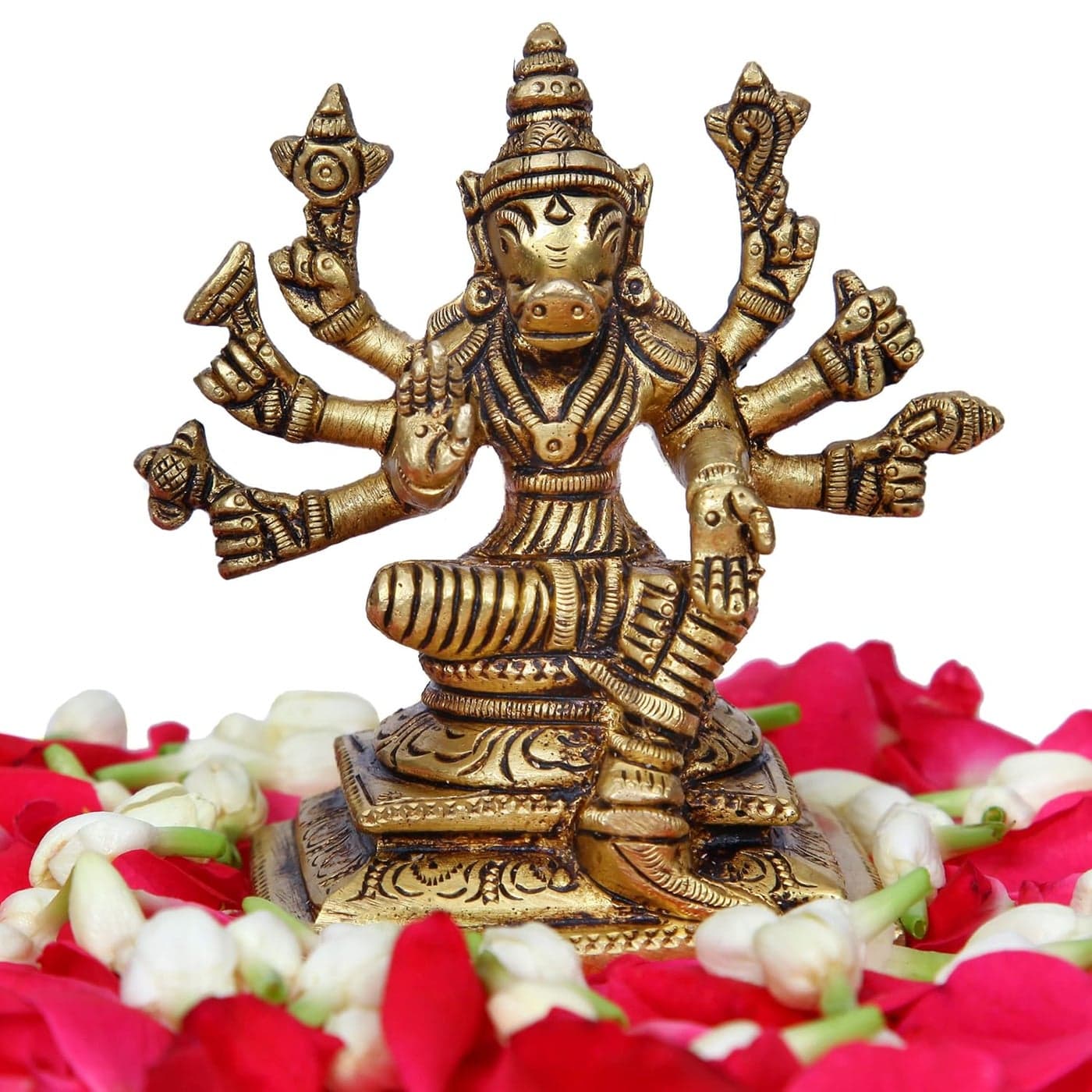Aalayam Selveer Varahi Amman Statue Varahi Amman Silai Varahi Amman Brass Statue 9cm Height Brass Gold Colour 1 Piece
