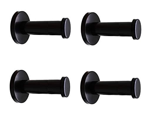 NELXULAS Classic Black Stainless Steel Heavy Duty Wall Mount Hooks, Bath Towel Hooks, Coat Hanger, Handbag Hooks, 4 in Pack (2-4/5")