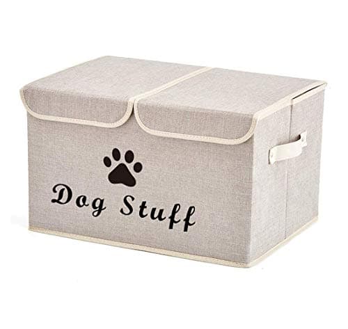 Morezi Dog toy box with lid storage organizer perfect basket for dog toys living room playroom closet home organization and storage Beige