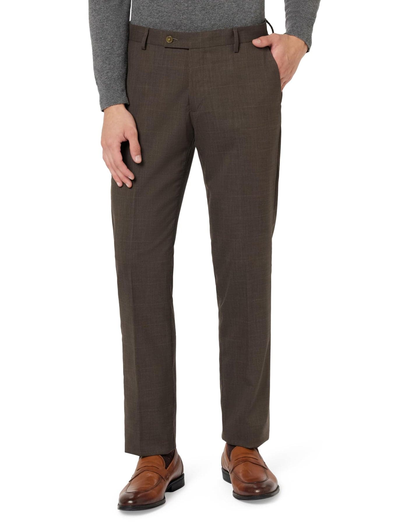 Arrow Men Tapered fit Polyester CheckedMid-Rise waistTrousers(ARAEOTR1650_Brown_32)