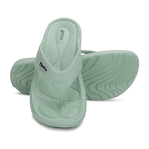 YOHO Drizzle Soft Slippers for Women, Mild Acupressure, Lightweight, Anti Skid & Slip, Diabetic Footwear for Woman, Home Wear Bathroom Chappal for ladies | Pastel Green - UK 5