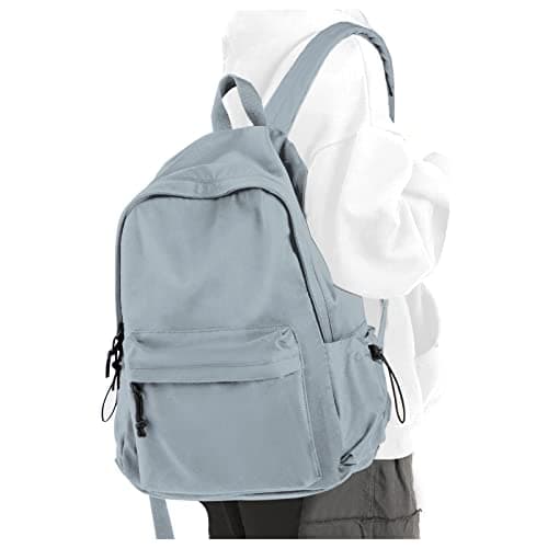 PAUBACK Blue School Backpack for Girls Water Resistant High School Book Bag Simple Backpack for Teens Boys Girls, Lightweight Middle School Back Pack Daypack