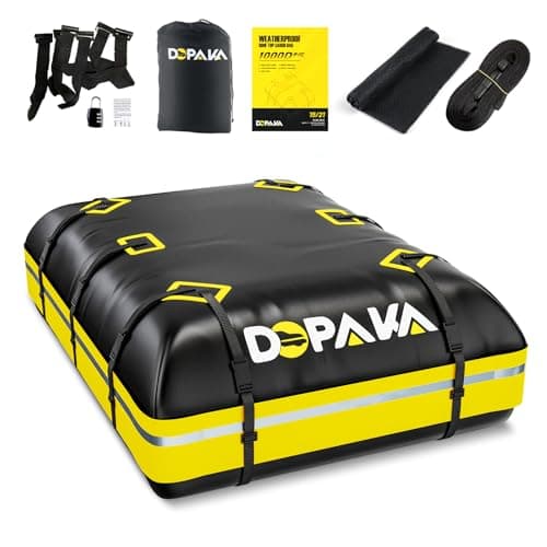 Car Rooftop Cargo Carrier Bag,100% Waterproof Heavy Duty 1000D Car Top Carrier,21 Cubic Feet Car Roof Bag for All Vehicle with/Without Rack,Anti-Tear Anti-Slip Mat, Luggage Lock,6 Door Hooks