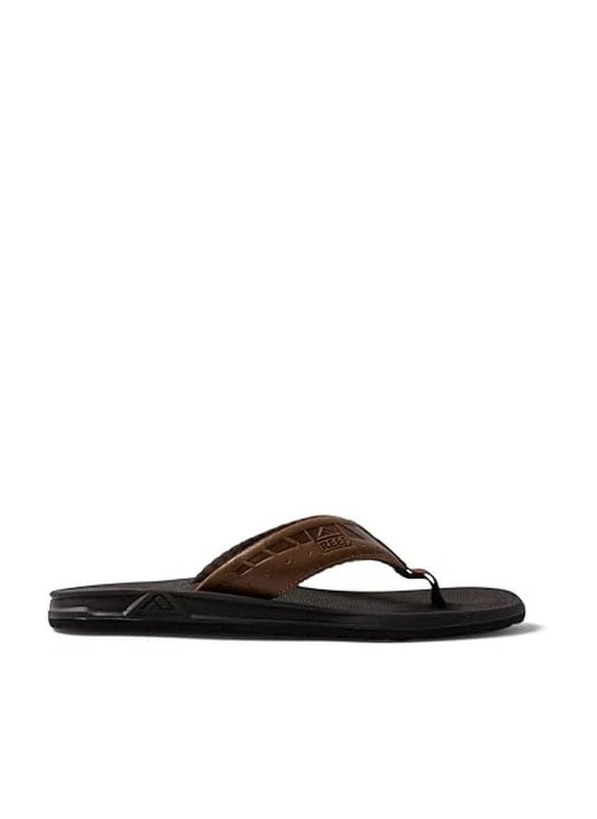 Reef Phantom LE Mens Beach Flip Flop, Full Grain Leather Strap, Compression Molded EVA footbed, Brown/Tan, 5
