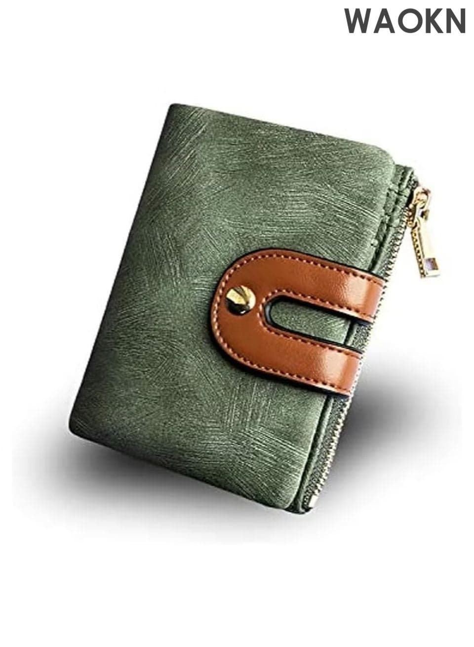 Women Men's Small Bifold Leather Wallet - RFID Blocking Slim Wallet with Zipper Coin Pocket & ID Window - Credit Card Holder for Cash - Compact Minimalist Front Pocket Wallet (Green)