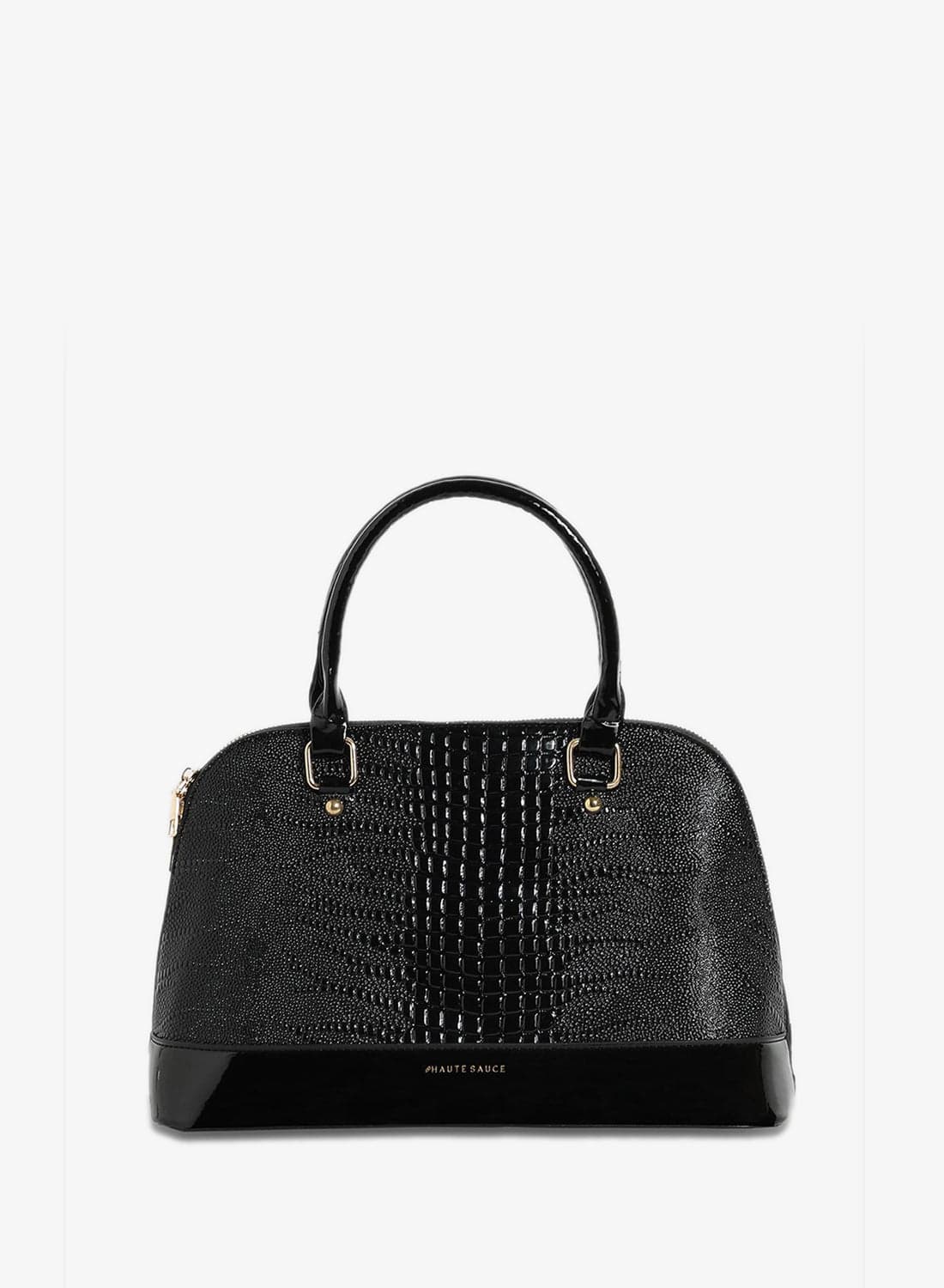 Croc Top Handle Handbag - Black