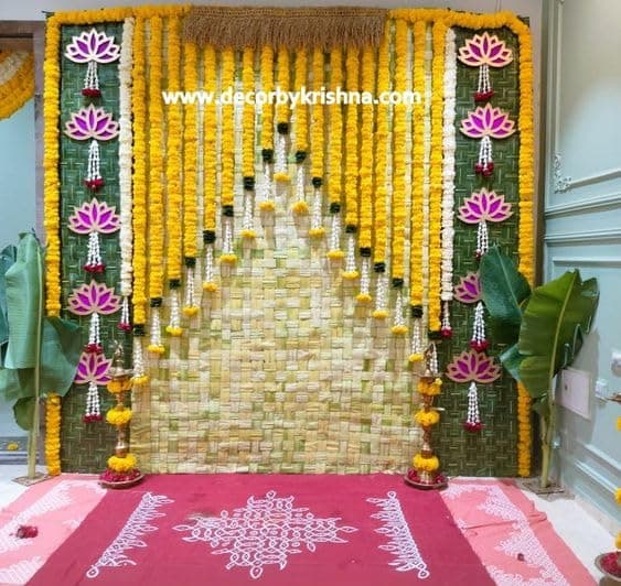 SP SELLPLUS Backdrop Setup For Mehndi, Marrige, Pooja, Ganpati, All Festivals/House Hold Functions/Haldi Function & Any Traditional Ceremonies (Set 94, 15 Cm)