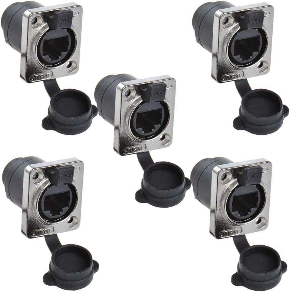 Anmbest 5PCS RJ45 IP65 Waterproof Panel Mount Connector for Cat5/5e/6