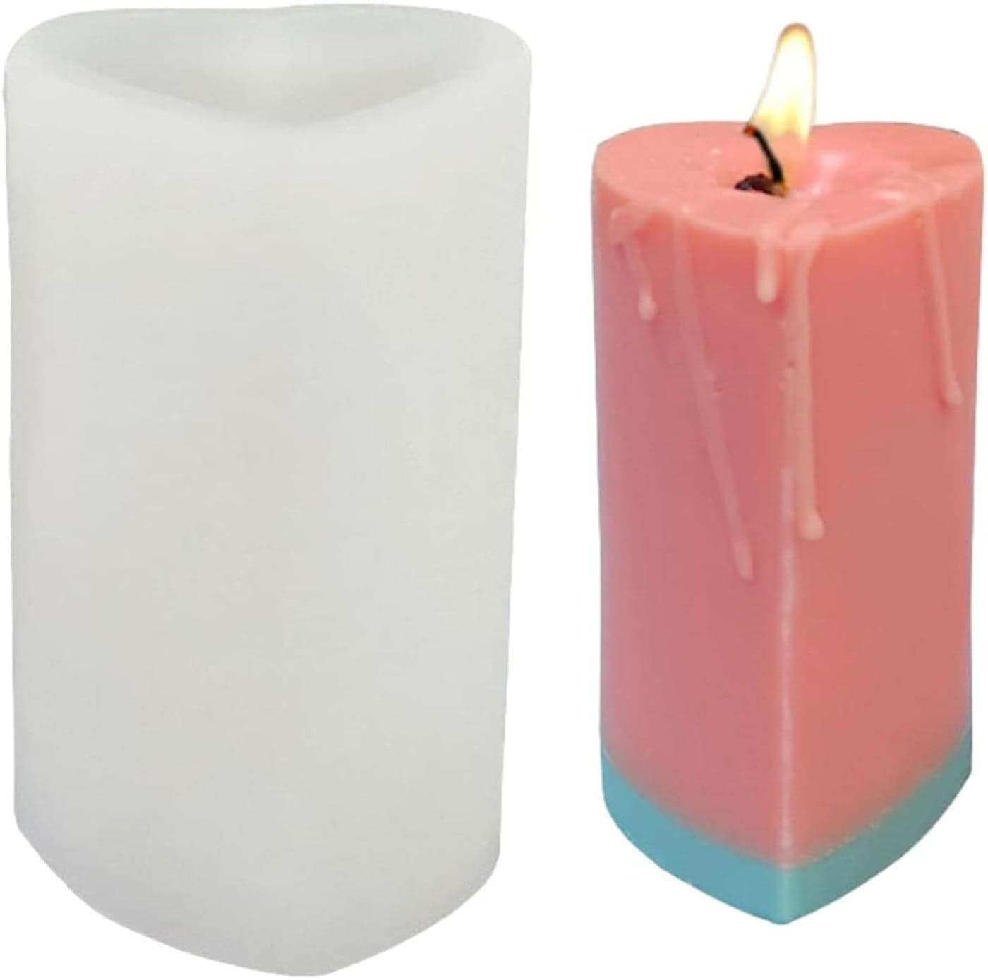 Shoppeecity 3D Heart Shape Candle Silicone Mold Love Cylinder Silicone Candle Mold Heart Cylinder Pillar Candle Molds for Candle Making Candle for DIY Handmade Chocolate Mousse Dessert Soap Cake Aromatherapy Resin Art Craft Making Home Party Decoration