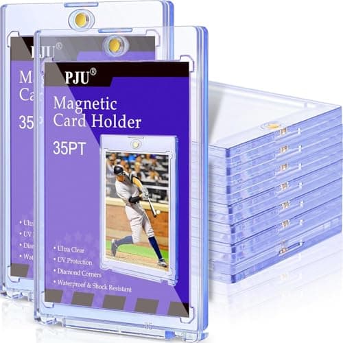 60ct Magnetic Card Holder 35pt One Touch Card Holder for Trading Cards Protectors Hard Plastic UV Protection Magnetic Display Case for Baseball Game Sports Cards