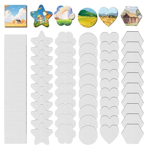 ZhouBoat 60 Pcs Magnetic Canvas Panel Mini Canvas Boards for Painting 3 Inch Small Canvases Bulk Mini Canvases DIY Decorative Magnets Painting Crafts for Fridge Locker Home Office Decor (Mixed Styles)