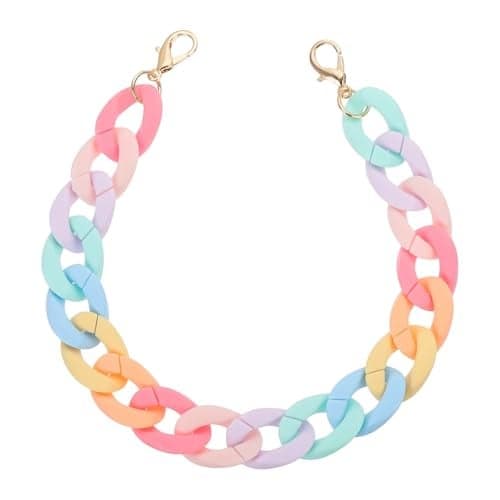 PATIKIL Acrylic Purse Chain 15 Inch Acrylic Chain Linking Rings Handbag Strap Quick Link CClips Hooks Connectors for Jewelry Making DIY Craft Purse Eyeglass Matte Multicolor