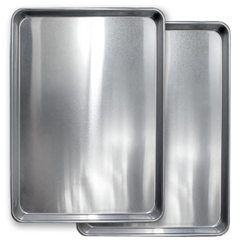 Commercial Quality Cookie Sheet and Rack - Aluminum Half Sheet Baking Pan and Stainless Steel Cooling Rack Set 13x18 Rust & Warp Resistant, Heavy Duty