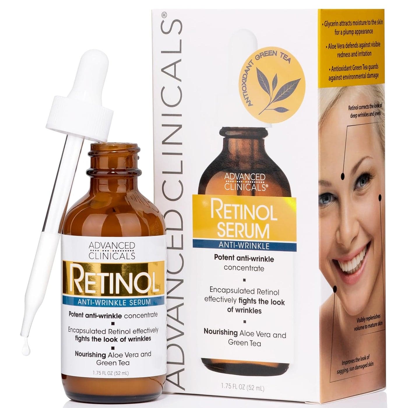 Advanced Clinicals Retinol Serum For Face Resurfacing Retinol Serum Concentrate Skin Care Moisturizer Anti Aging Renewing Facial Serum For Wrinkles Fine Lines Uneven Skin Tone 175 Fl Oz