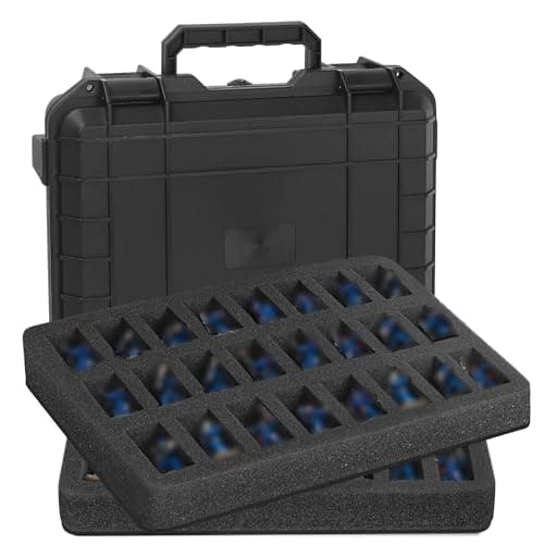 TORIBIO Miniature Storage Figure Case Miniature Sturdy Hard Case 48 Slot Figurine Carrying Compatible with 40k DD DND Minis and More