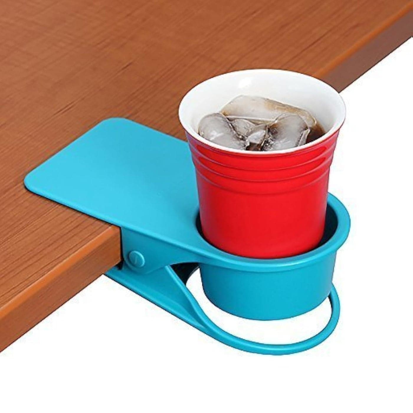 SERO Innovation Cup Clip Drink Holder Blue Snap to Tables desks Chairs Shelves counters Keep Your Beverage Smartphone or Other Small Item Secure and Out of The Way 2 Pack