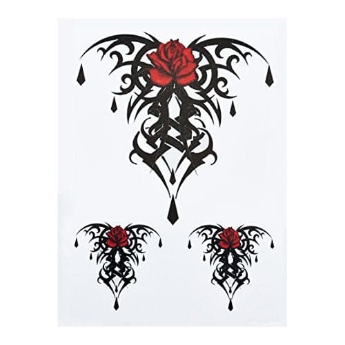 S.A.V.I 3D Temporary Tattoo Waterproof Sticker Beautiful Black Big Rose Tribal Totem Popular New Designs Size - 21x15cm (861), Multicolor, 2 g
