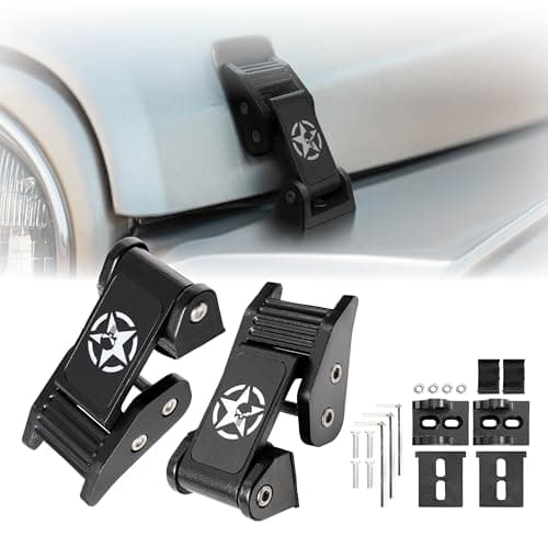 USR 97-06 TJ HOOD LATCHES Metal Constructed Lock Catch – HeavyDuty Hoodlatch Set (2pc) Compatible with 1997-2006 Jeep Wrangler SE/Sahara/Sport/Rubicon (SKULL EDITION w/INSTALL HARDWARE)