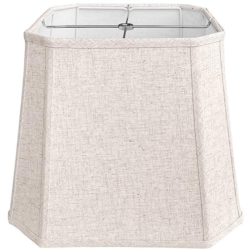 TOOTOO STAR Square cut corner lampshade, 10x13x10.5 inch medium table lamp shade floor lamp Beige Lamp shades Natural Linen Hand Crafted, Easy Assembly Required