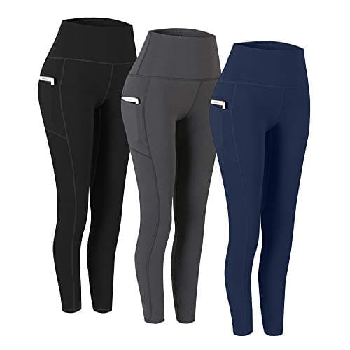 Fengbay 3 Pack High Waist Yoga Pants with Pocket Leggings Tummy Control Workout Running Yoga Leggings for Women
