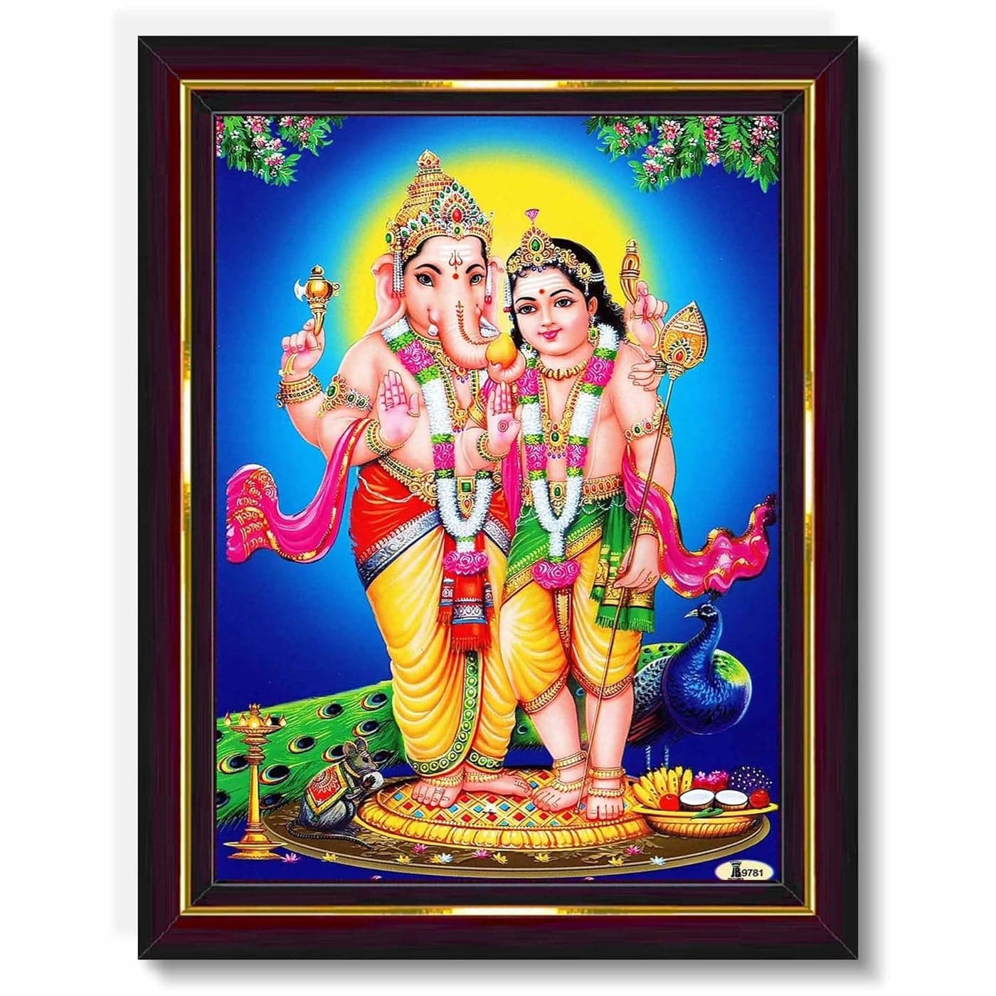 Pavan Photo Laminations Lord Ganesha Murugan Ganesh Vinayagar Hanging Wall Painting Framed Home Decor WoodMatteBrownSmall Size6 x 8 Inch B73S