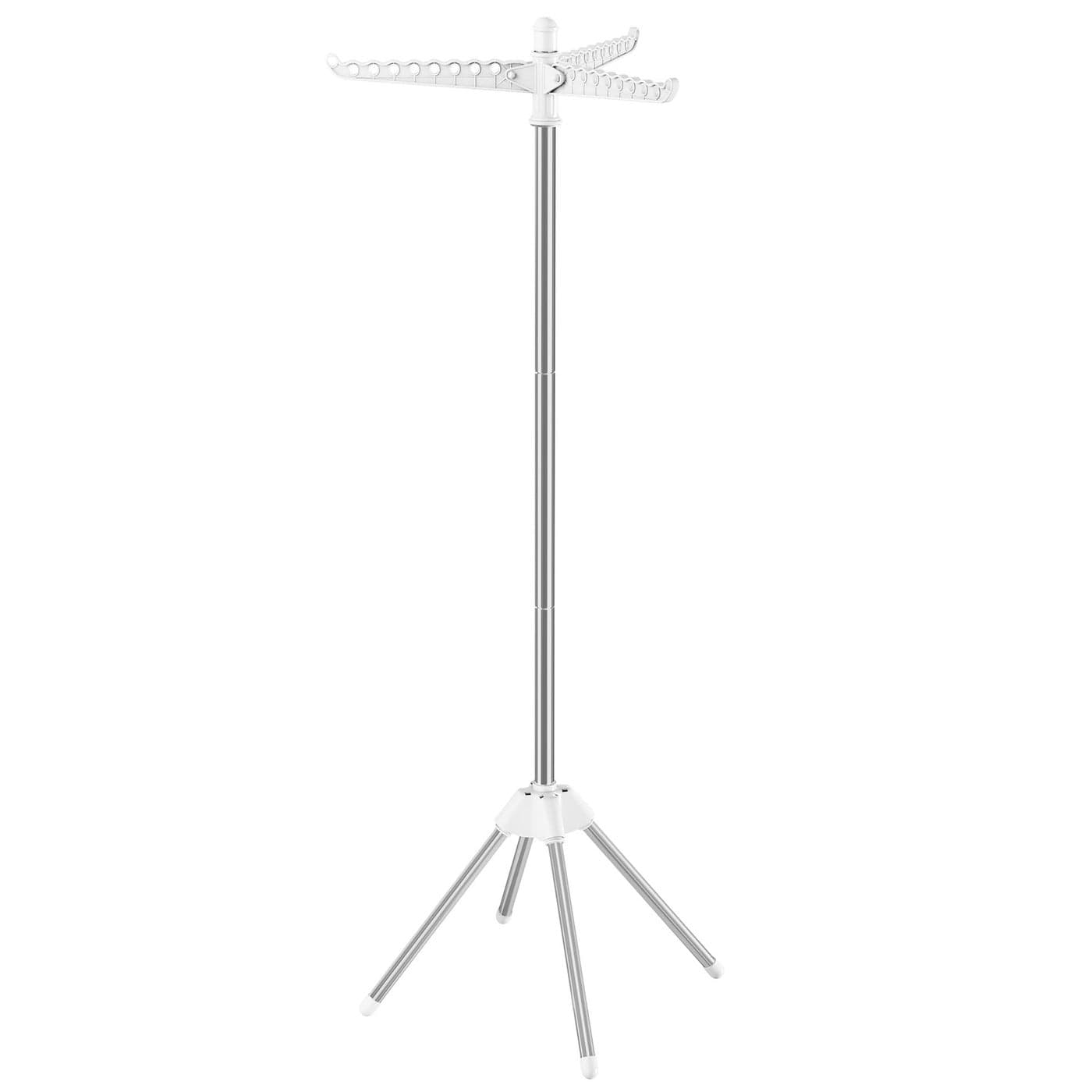 SONGMICS Clothes Airer Clothes Drying Rack with 3 Rotatable Arms for Hangers 4Leg Indoor Folding Laundry Rack Stainless Steel for 27 Pieces of Clothes 1515 cm High White and Silver LLR510W01