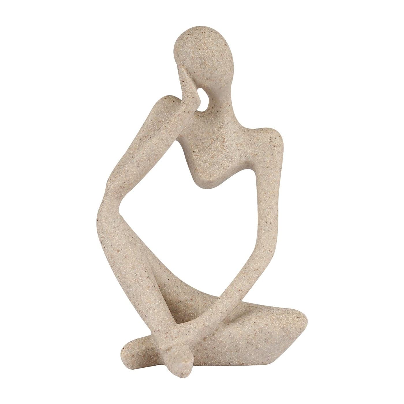 Ozzptuu Sandstone Resin Thinker Style Abstract Sculpture Statue Collectible Figurines Home Office Bookshelf Desktop DecorSmall SandstoneLeft