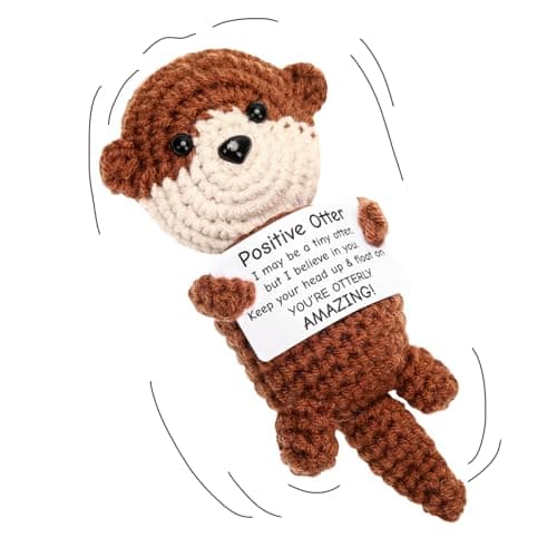 JULEASEL Mini Funny Positive Crochet Otter Emotional Crochet Animals Sea Otter Gifts Knitted Doll Encouragement Cheer Up Birthday Graduation Gifts for Women Men Coworkers Teens(Otter)