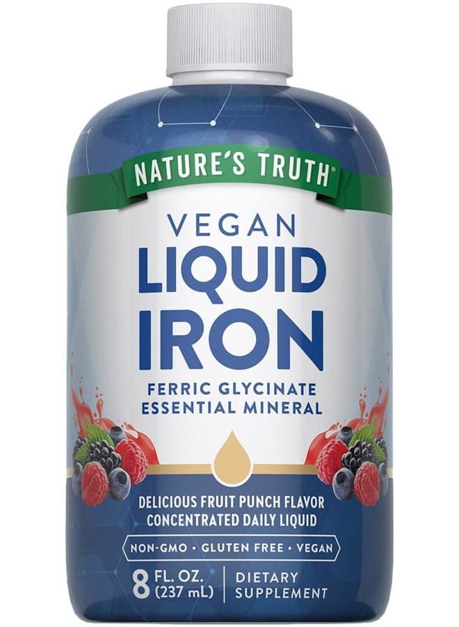 Liquid Iron Drops Supplement 18mg | Essential Mineral | Vegan, Non-GMO, Gluten Free