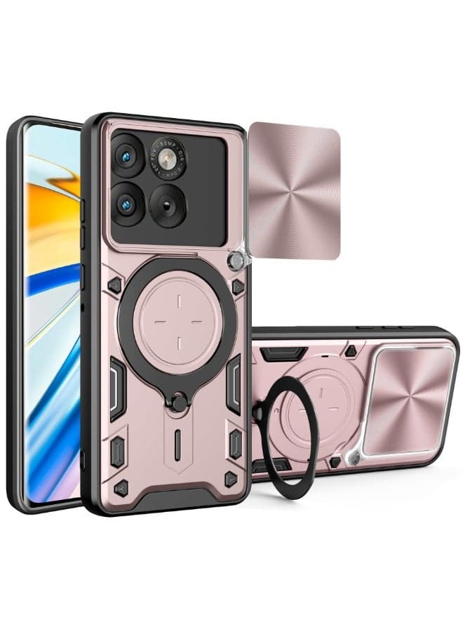 Case Compatible with Motorola Edge 70 5G, Anti-Drop Shockproof Armor Case with Slide Camera Cover and Magnetic Ring Stand Holder, 2-in-1 Hybrid PC+TPU Durable Cover