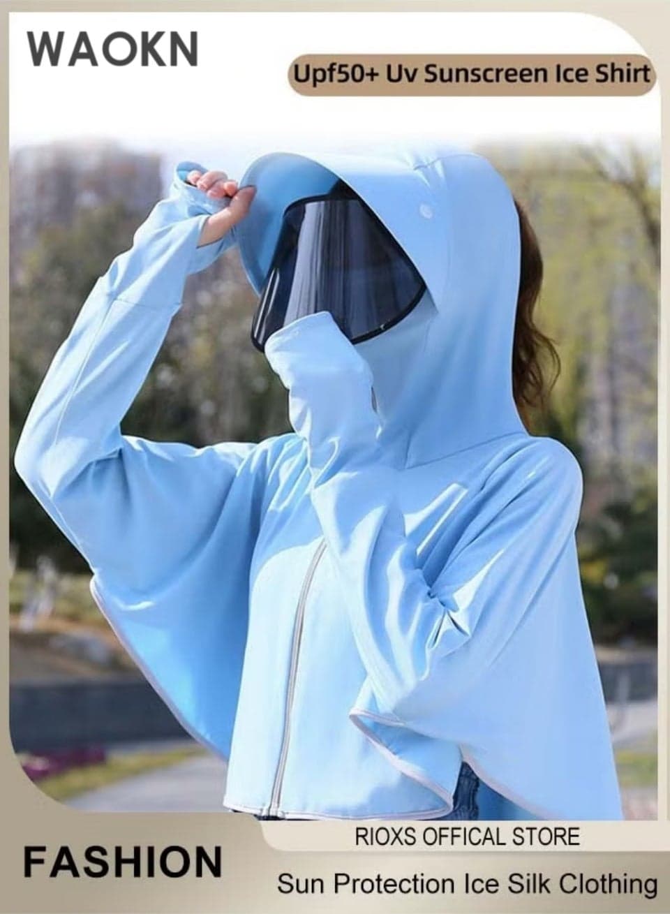 Lightweight Sun Protection Clothing For Women,Long Sleeve Breathable Shirts Lightweight Hoodie Zip Up Outdoor Jacket Coat UPF 50+ Long Sleeve Sun Protection Hoodie Shirt, Long Sleeve Ice Silk Hoodie Shirts for Outdoor Climbing Hiking(Blue)