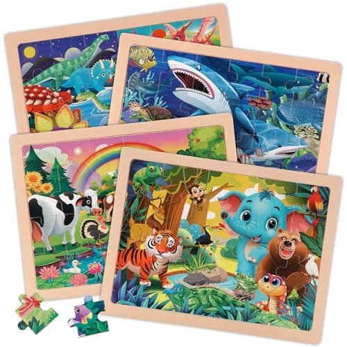 Kawyehu Large Wooden Puzzles for Kids Ages 46 24 Pcs Kids Puzzles in Gift Box12 9 in Preschool Educational Toys Birthday Gifts Puzzles for 3 4 5 6 7 8 Year Old Boy Girls Animal