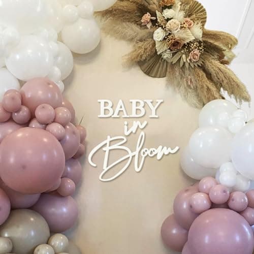 MASTRON Baby in Bloom Sign 16x24 Felt Letter Baby Shower Sign Baby in Bloom Party Decor Backdrop for Boy or Girl Baby Shower Gender Reveal 1st Birthday White