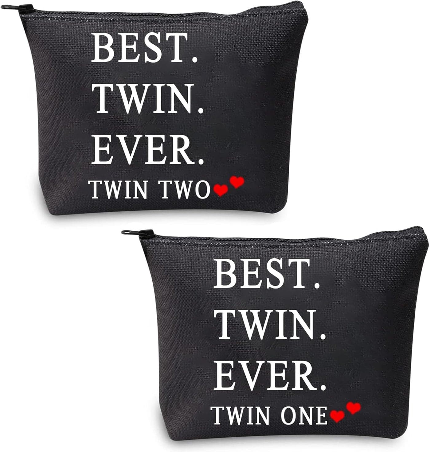 MBMSO Twin One Twin Two Gifts Best Twin Ever Gifts Makeup Bag Set of 2 Twins Gifts for Sister Cosmetic Bag (Best Twin Ever bag black)