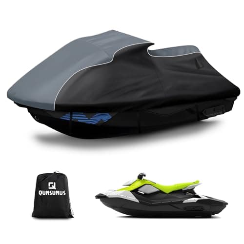QUNSUNUS Jet Ski Cover for Sea Doo Spark 2up/Trixx 2up 2014-2025, Waterproof Covers with Zipper, All Weather Seadoo Cover with Straps for Wind, Sun, UV and Dust Protection
