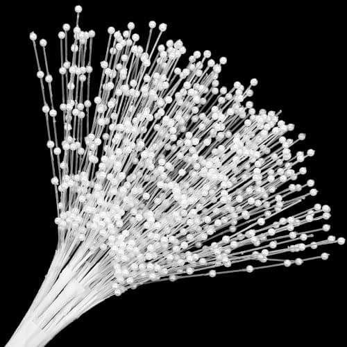 String Pearl Sticks Pearls for Wedding Decor 50PCS Christmas Garland 4mm Pearls String Beaded Bouquet Spray Filler Floral Arrangements Picks for Bridal Flower Bouquet DIY Party Table Decor Corsage