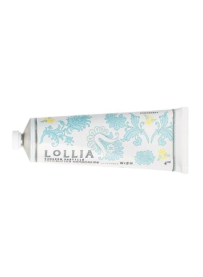 LOLLIA Wish Handcreme 4 oz Sugar Cane Vanilla Bean Jasmine Scented Hand Cream for Women Moisturizing Lotion for Dry Hands Quick Absorbing Shea Butter Cocoa Butter Luxury Purse Essentials