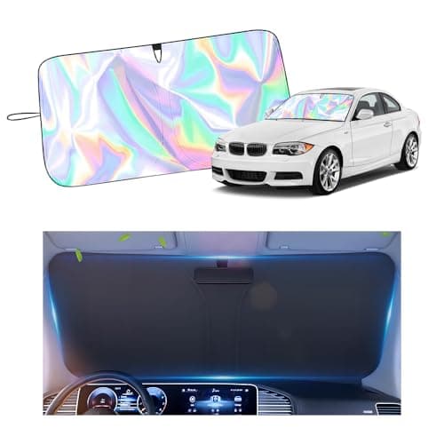 5709 315 Windshield Sun Shade FoldableUpgraded 210T Radium Titanium Silver Car Windshield Cover with Storage Pouch for Automotive Interior ProtectionUniversal Car Sun Shade 5709 315 inch