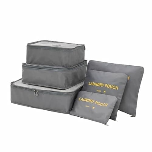 Styleys Polyester Set of 6 Packing Cubes Travel Organizer Pouches (Grey_S1037)