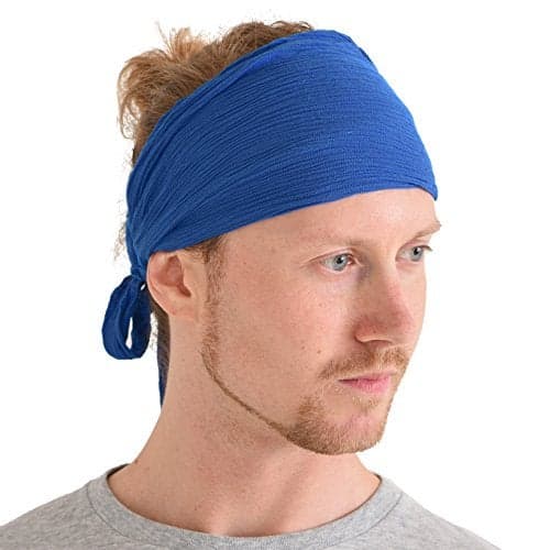 CHARM Womens Pirate Headband Headwrap - Turban Head Scarf, Pirate Bandana for Men, Festival Accessories, Boho Hair Band, Unisex Halloween Bandana Blue
